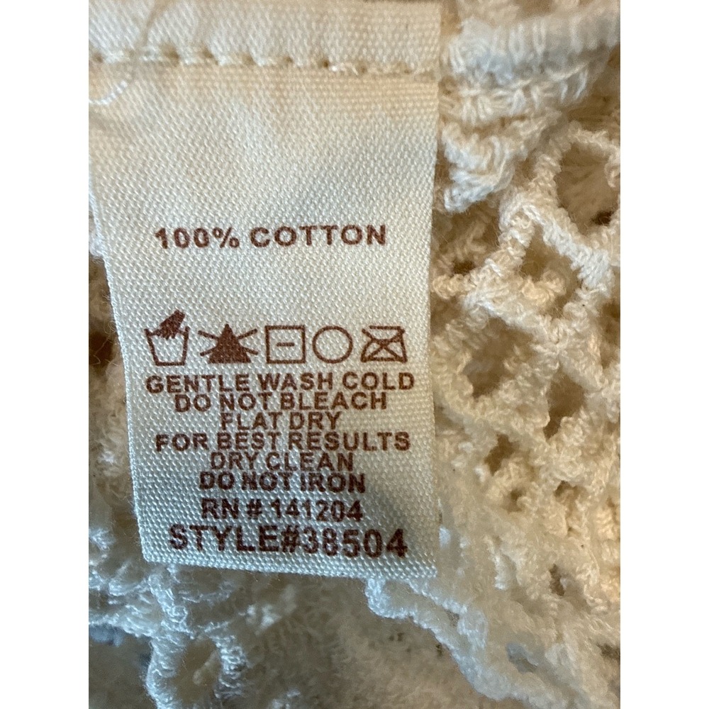 Hem & Thread Cream Crochet Lace Crop Top Short Sleeve Cotton 38504 Size S/M NEW - Picture 6 of 8